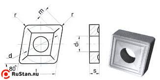 Пластина CNMM - 160608  Т5К10(YT5) ромбическая dвн=6мм (05124) со стружколомом "CNIC" фото №1