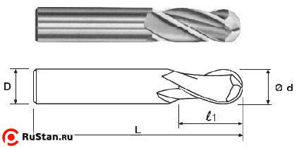 Фреза Концевая радиусная d10х22х70 ц/х ВК8 Z=3 R-5,0 фото №1 Фреза Концевая радиусная d10х22х70 ц/х ВК8 Z=3 R-5,0 фото №1