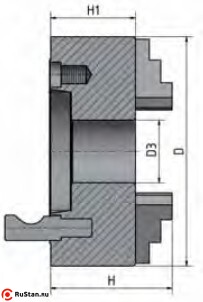 Габаритные размеры четырехкулачковых токарных патронов с независимым зажатием Optimum 200 мм Camlock ASA D1-4" фото №2 Патрон токарный 4-кул. 200 мм Camlock ASA D1-4" фото №2