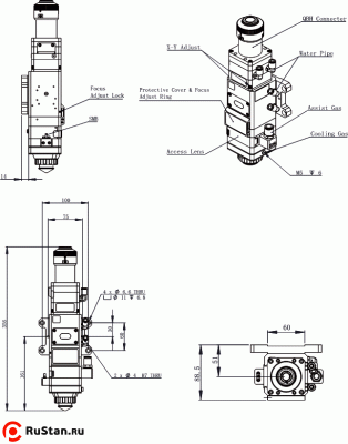 Лазерная режущая головка RayTools BT240S 3.3KW с механическим фокусом фото №6 RayTools BT240S 3.3KW фото №6