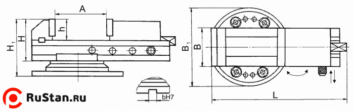 Тиски станочные поворотные с ручным приводом 125мм 7200-0210-05 фото №2 Тиски станочные поворотные с ручным приводом 125мм 7200-0210-05 фото №2